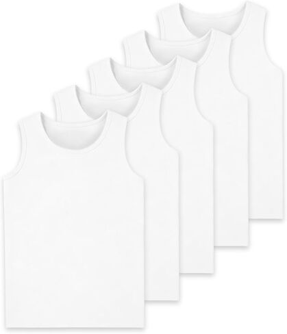 5 قطع من القمصان الداخلية القطنية الأساسية للأولاد بدون أكمام ناعمة للأطفال (2T-16Y) in Kuwait