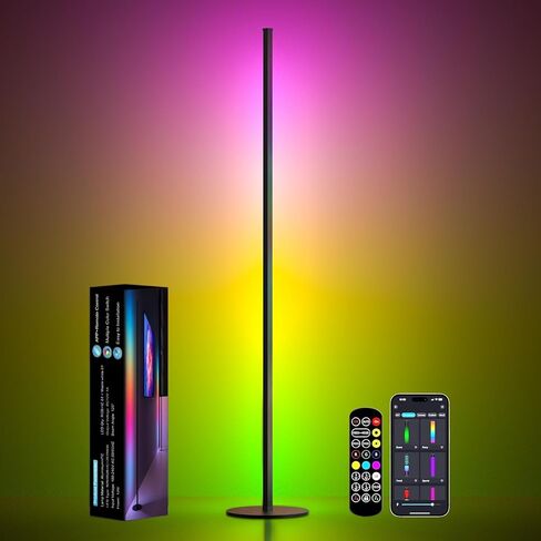 Corner Floor Lamp 2 Pack, 55" Minimalist Standing Lamp with Remote Control, Music Sync 16 Million Colors, Warm White Ambient Lighting, Color Changing LED Corner Lamp for Living Room Bedroom Gaming in Saudi Arabia