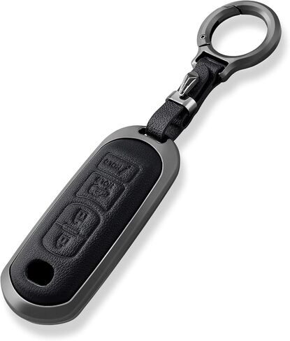 غطاء مفتاح جلدي من OFFCURVE مصنوع من سبائك الزنك لمازدا، غطاء حافظة مفتاح Fob لمازدا 2 3 5 6 8 CX3 CX4 CX5 CX7 CX9 Atenza Axela MX5 Speed3 Miata - حامل مفاتيح سيارة ذكي بدون مفتاح، أسود in Saudi Arabia