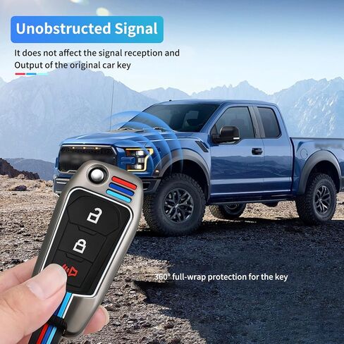 لغطاء Ford Key Fob، حافظة مفتاح Fob ذات 3 أزرار مناسبة لـ 2015-2018 F150 F250 F350 F450 F550 Explorer Escape Bronco Maverick Expedition Ranger Accessories، غطاء واقي من سبائك الزنك المعدنية لمفتاح Fob in Kuwait