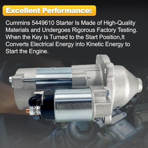 5449610 245-30101 12V 10T Starter Motor 3KW Compatible with Cummins QSF2.8/ISF2.8 Engine for Broce Broom Sweeper RCT350 QSF 2.8 Engine Replaces # 5302289 S1130101B in Kuwait