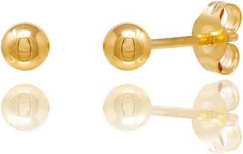 14KT Yellow Gold Ball Stud Earrings With Butterfly Pushbacks (2MM) in Saudi Arabia