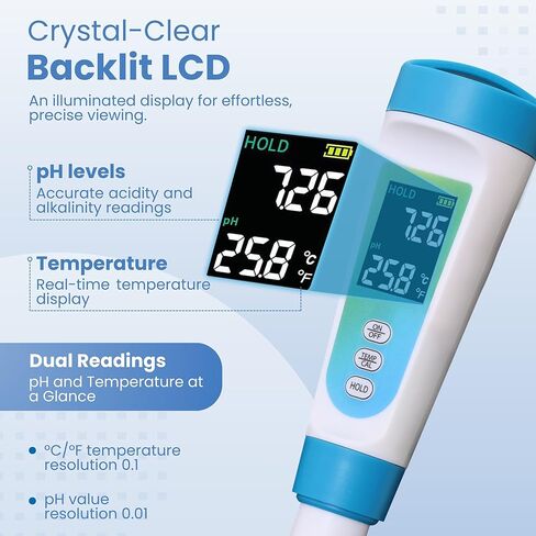 Digital pH Meter for Water - 0.01 pH Accuracy, 0-14 pH Range Tester for Hydroponics, Pools, Drinking Water, and Aquariums - Pocket-Size pH Tester with ATC and Calibration Powders (Batteries Included) in Saudi Arabia