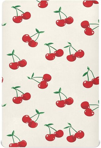 Pfrewn Crib Sheets for Boys Girls Retro Sweet Cherry Fitted Crib Sheet Fits Standard Crib Mattress Pads Stretch Soft Toddler Baby Sheet, 52x28x9IN in Kuwait