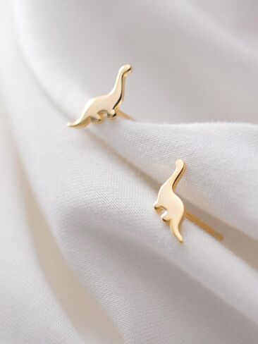 Tiny Dinosaur Stud Earrings for Women Silver Plated Hypoallergenic Cute Small Tanystropheus Dino Mini Studs Cartilage Post Dainty Minimalist Piercing Jewelry Gifts in Saudi Arabia