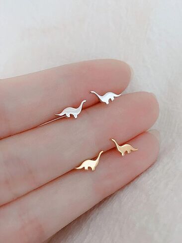 Tiny Dinosaur Stud Earrings for Women Silver Plated Hypoallergenic Cute Small Tanystropheus Dino Mini Studs Cartilage Post Dainty Minimalist Piercing Jewelry Gifts in Saudi Arabia