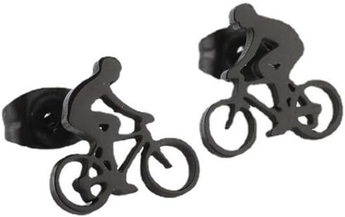 Cute Tiny Cycling Stud Earrings Stainless Steel Bicycle Sport Punk Earrings for Women Men in Saudi Arabia