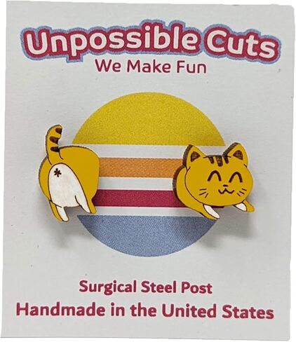 Cat Butt Wood Earring | Handmade | Made In USA in Saudi Arabia