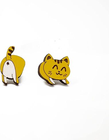 Cat Butt Wood Earring | Handmade | Made In USA in Saudi Arabia
