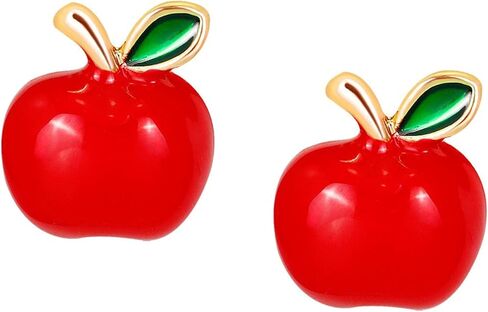 1 pairs Apple Stud Earrings, Hypoallergenic Red Apple Earrings for Women, Mini Fruit Themed Stud Earrings with Rubber Backs, Creative Earrings for Women Gifts in Kuwait