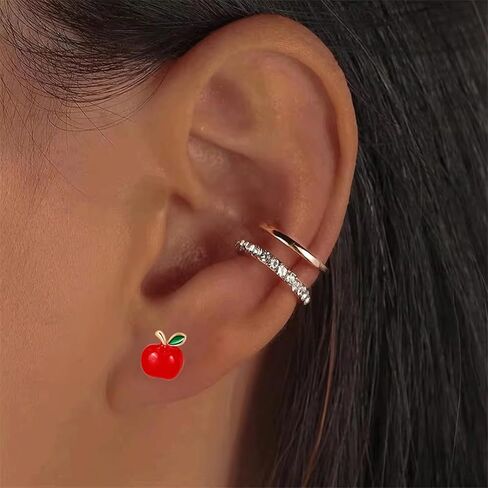 1 pairs Apple Stud Earrings, Hypoallergenic Red Apple Earrings for Women, Mini Fruit Themed Stud Earrings with Rubber Backs, Creative Earrings for Women Gifts in Kuwait