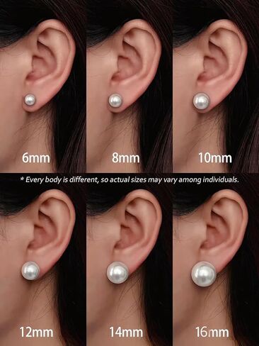 HUGE TOMATO 18K Gold Plated 925 Sterling Silver Shell Pearl Stud Earrings, Big Simulated Pearl Earrings for Women - Oversized Classic Faux Round Large Ear Studs, Hypoallergenic Safe for Sensitive Ears in Kuwait