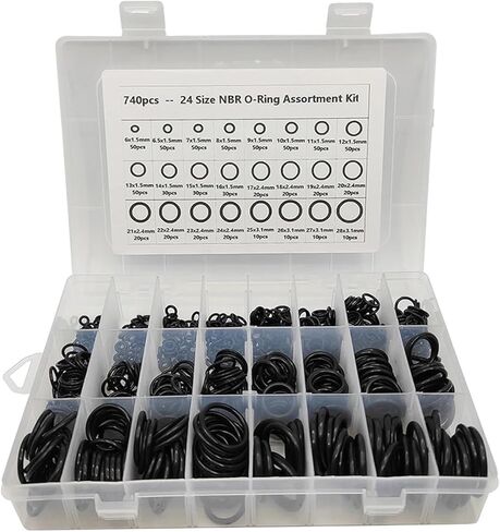 740pcs/lot NBR Rubber Sealing Ring Kit, Black Rubber O-ring Gasket Set with Box -Thickness 1.5mm 2.4mm 3.1mm in Saudi Arabia