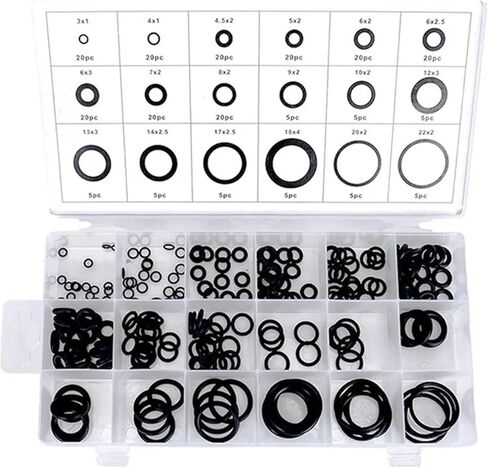 225PCS Rubber O-Ring Oil Resistance O-Ring Washer Gasket Seals Watertightness Assortment Different Size With Plastic Box Kit Set in Kuwait