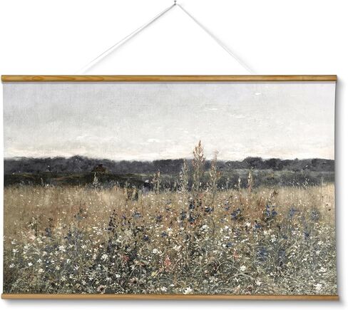 ARPEOTCY Extra Large Vintage Framed Wall Art, 36x54 Inch Flower Meadow Landscape Hanging Framed Wall Art Decor for Living Room Bedroom, Canvas Prints, Retro Scenery Pictures Above of Bed in Kuwait