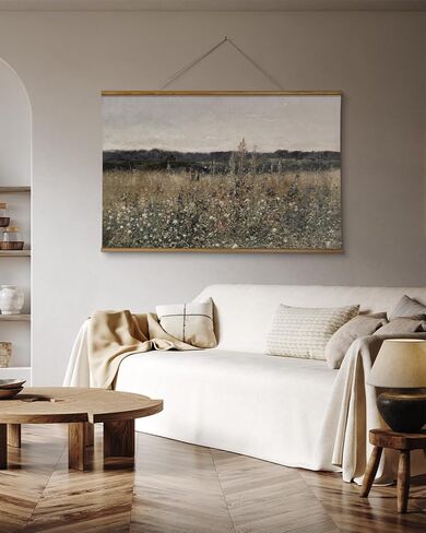 ARPEOTCY Extra Large Vintage Framed Wall Art, 36x54 Inch Flower Meadow Landscape Hanging Framed Wall Art Decor for Living Room Bedroom, Canvas Prints, Retro Scenery Pictures Above of Bed in Kuwait