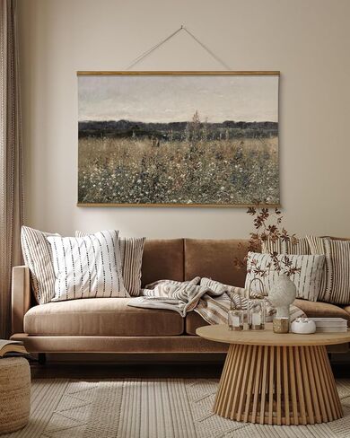 ARPEOTCY Extra Large Vintage Framed Wall Art, 36x54 Inch Flower Meadow Landscape Hanging Framed Wall Art Decor for Living Room Bedroom, Canvas Prints, Retro Scenery Pictures Above of Bed in Kuwait