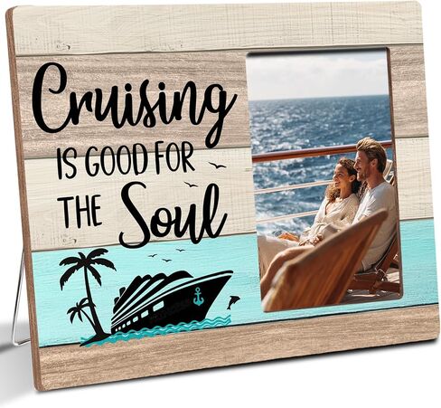 Cruise Wooden Picture Frame Traveler Gifts for Cruise Lovers, Cruising Is Good For The Soul, Fits 4x6 Photo Frame in Saudi Arabia