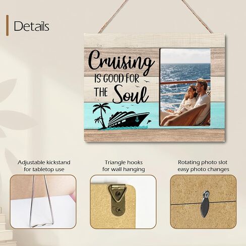 Cruise Wooden Picture Frame Traveler Gifts for Cruise Lovers, Cruising Is Good For The Soul, Fits 4x6 Photo Frame in Saudi Arabia