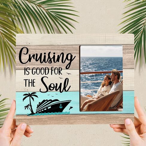 Cruise Wooden Picture Frame Traveler Gifts for Cruise Lovers, Cruising Is Good For The Soul, Fits 4x6 Photo Frame in Saudi Arabia