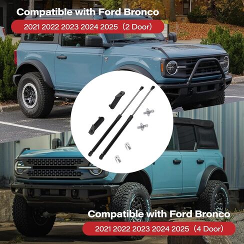 Front Hood Lift Struts Compatible with Ford Bronco 2021 2022 2023 2024 2025 2/4 Door Hood Supports Struts Kit, Bolt in System, 1 Pair Black in Kuwait