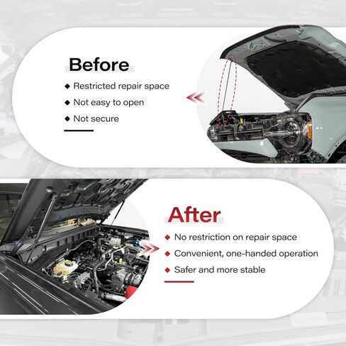 Front Hood Lift Struts Compatible with Ford Bronco 2021 2022 2023 2024 2025 2/4 Door Hood Supports Struts Kit, Bolt in System, 1 Pair Black in Kuwait