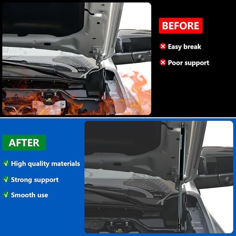 Front Hood Struts Kit for Ford Ranger 2024+ No Drill Hydraulic Lift Supports, Black Powder Coated Brackets & Durable Gas Springs, Compatible with Ford Ranger Accessories 2024-2026, 2 PCS in Kuwait
