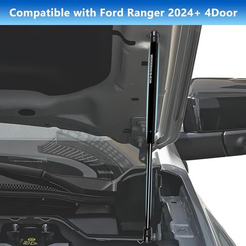 Front Hood Struts Kit for Ford Ranger 2024+ No Drill Hydraulic Lift Supports, Black Powder Coated Brackets & Durable Gas Springs, Compatible with Ford Ranger Accessories 2024-2026, 2 PCS in Kuwait
