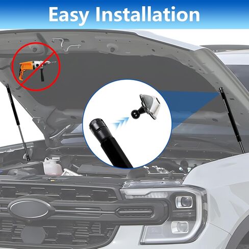 Front Hood Struts Kit for Ford Ranger 2024+ No Drill Hydraulic Lift Supports, Black Powder Coated Brackets & Durable Gas Springs, Compatible with Ford Ranger Accessories 2024-2026, 2 PCS in Kuwait