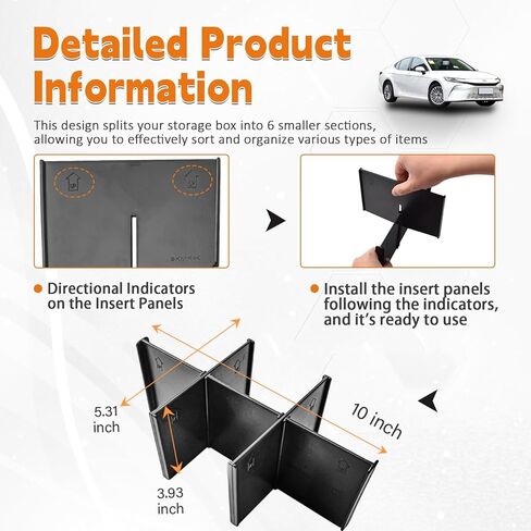 فواصل وحدة التحكم المركزية TACOBRO متوافقة مع ملحقات Toyota Camry (XSE/XLE/SE/LE) 2025 2026، منظم تخزين تحت المقعد من الجيل التاسع Camry in Saudi Arabia