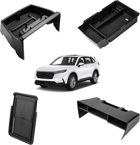 4PCS Center Console Organizer for Honda CR-V 2023-2026, Dashboard Storage Tray with Phone Holder Accessories Lower Center Console Organizer for CRV, Armrest Hidden Storage Interior with Anti-Slip Mats in Saudi Arabia