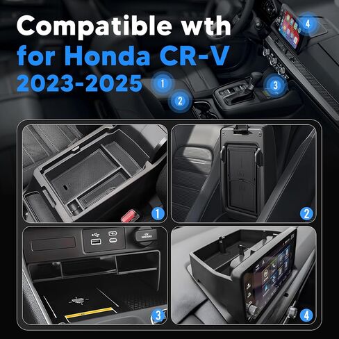 4PCS Center Console Organizer for Honda CR-V 2023-2026, Dashboard Storage Tray with Phone Holder Accessories Lower Center Console Organizer for CRV, Armrest Hidden Storage Interior with Anti-Slip Mats in Saudi Arabia