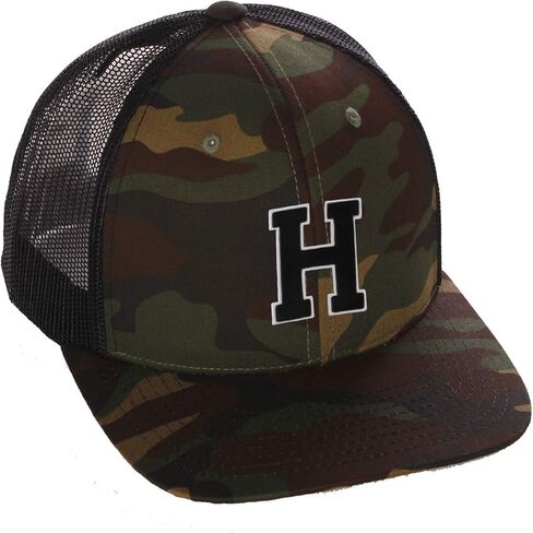 Structured Trucker Mesh Hat Custom Colors Letter H Initial Baseball Mid Profile in Kuwait