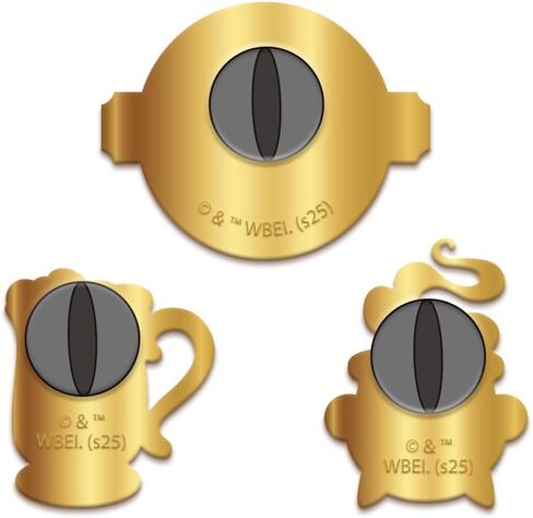 ConQuest Journals Harry Potter Butterbeer Gold Glitter Enamel Pins, 3-Pack Pin Set, Straight Post & Rubber Backers, Wizarding World Pins for Jackets, Tote Bags, Bookbags & More, Officially Licensed in Saudi Arabia