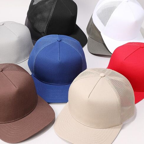 MIRMARU Solid Color Plain 5 Panels Trucker Baseball Cap with Mesh Back Hat for Men Women in Saudi Arabia