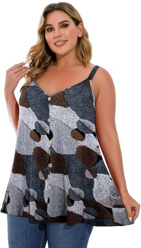 LARACE Plus Size Tank Tops for Women, V Neck Sleeveless Women's Summer Tunic, Loose Fit Spaghetti Strap Tanks in Saudi Arabia