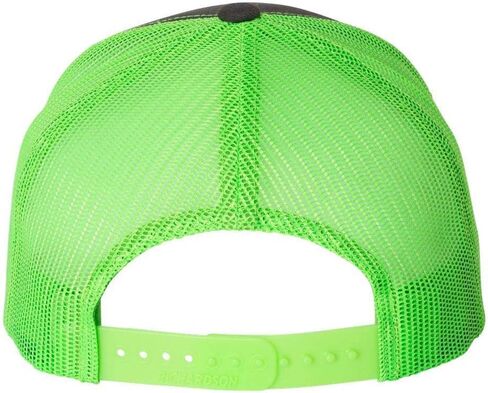 RICHARDSON 112 Mesh Back Trucker Cap Snapback Hat (Charcoal/Neon Green) in Kuwait