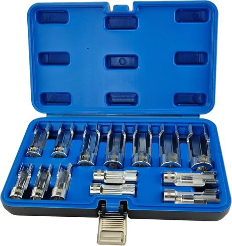 14-Piece Metric Flare Nut Wrench Set, 3/8" & 1/2" Drive Fuel Line Socket Set for Diesel Injector, Automotive Brake Line Tools (8mm-22mm) in Kuwait