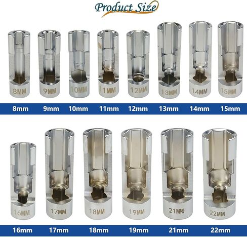 14-Piece Metric Flare Nut Wrench Set, 3/8" & 1/2" Drive Fuel Line Socket Set for Diesel Injector, Automotive Brake Line Tools (8mm-22mm) in Kuwait