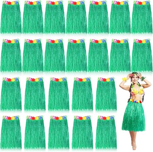Wettarn 24 Pcs Hawaiian Grass Skirts 24 Inch Hula Skirt for Women Luau Costume Hawaiian Party Favors in Saudi Arabia
