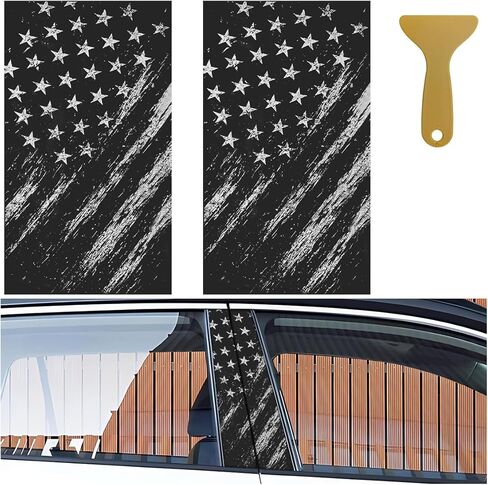 2PCS American Flag Car B-Pillar Sticker Decal, 18.4''×9.7'' Vinyl Wrap Auto Center Pillar Sticker, Waterproof Auto Side Door Trim Decoration Decal, Personalized Car Door Pillar Stickers (K13) in Saudi Arabia