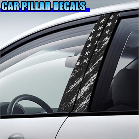 2PCS American Flag Car B-Pillar Sticker Decal, 18.4''×9.7'' Vinyl Wrap Auto Center Pillar Sticker, Waterproof Auto Side Door Trim Decoration Decal, Personalized Car Door Pillar Stickers (K13) in Saudi Arabia