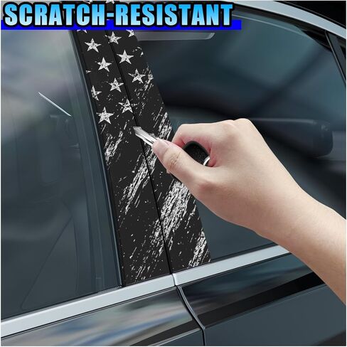 2PCS American Flag Car B-Pillar Sticker Decal, 18.4''×9.7'' Vinyl Wrap Auto Center Pillar Sticker, Waterproof Auto Side Door Trim Decoration Decal, Personalized Car Door Pillar Stickers (K13) in Saudi Arabia