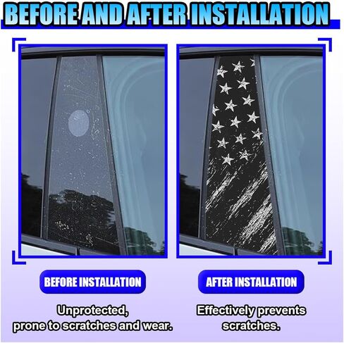 2PCS American Flag Car B-Pillar Sticker Decal, 18.4''×9.7'' Vinyl Wrap Auto Center Pillar Sticker, Waterproof Auto Side Door Trim Decoration Decal, Personalized Car Door Pillar Stickers (K13) in Saudi Arabia