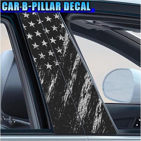 2PCS American Flag Car B-Pillar Sticker Decal, 18.4''×9.7'' Vinyl Wrap Auto Center Pillar Sticker, Waterproof Auto Side Door Trim Decoration Decal, Personalized Car Door Pillar Stickers (K13) in Saudi Arabia