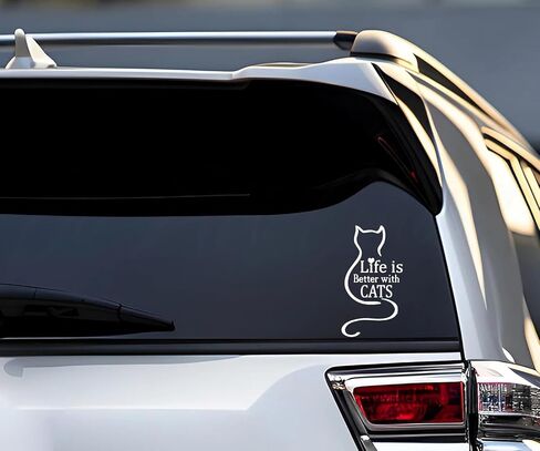 Life is Better with Cats Sticker Decal Vinyl Laptops Walls Cars Trucks, 6 inch (White) in Saudi Arabia