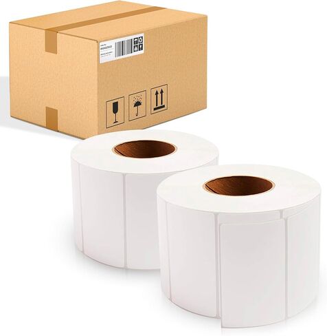 Thermal Transfer Labels 4" x 2" Polypropylene (Freezer Grade). Pack of 11500 Thermal Shipping Labels with 3" core. Self-Adhesive Rolls. Mailing Postage. Printing Paper Blank for barcoding in Kuwait