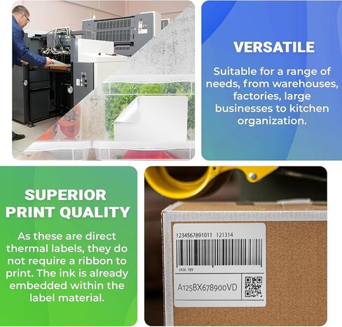 Thermal Transfer Labels 4" x 2" Polypropylene (Freezer Grade). Pack of 11500 Thermal Shipping Labels with 3" core. Self-Adhesive Rolls. Mailing Postage. Printing Paper Blank for barcoding in Kuwait