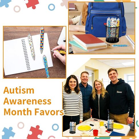 24 Pcs Autism Awareness Pens, Colorful Puzzle Autism Awareness Month Ballpoint Pens Bulk, Motivational Rainbow Heart Ball Point for Women Man Students Teachers Gift in Kuwait