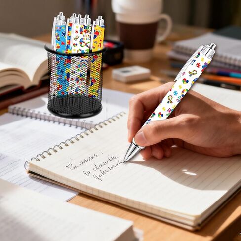 24 Pcs Autism Awareness Pens, Colorful Puzzle Autism Awareness Month Ballpoint Pens Bulk, Motivational Rainbow Heart Ball Point for Women Man Students Teachers Gift in Kuwait
